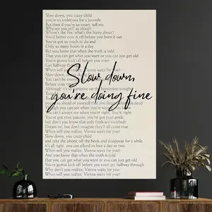 A wall decoration painting, vintage Artistic poster encouraging you to relax freely, lyrics from Vienna, song lyrics print, unique art canvas painting, perfect for enhancing the atmosphere of living room and bedroom, frame not included, Artwork