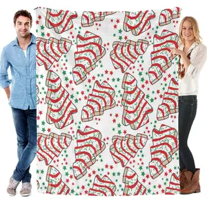 Modern Christmas Cookie Polka Dot Print Flannel Blanket, A Warm Nap Blanket Suitable for Home, Bedroom, Sofa, Office, Outdoor Camping, Etc., Suitable for All Seasons, and A Perfect Gift for Birthdays and Christmas.