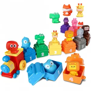 Digital Train Adventure Toy Set, Toddler Number Sorting & Animal Matching Blocks with Finger Puppets, Preschool Educational Learning Toy for 18M+, Fine Motor Skills Montessori Toy for Boys Girls, Birthday Gift