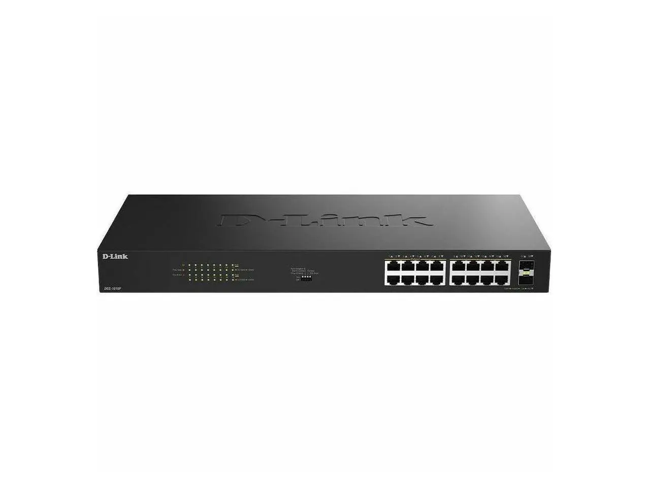 D-Link DGS-1018P Ethernet Switch - 16 Ports - Gigabit Ethernet - 10/100/1000Base-T, 1000Base-X - 2 Layer Supported - 2 SFP Slots - 280.21 W Power Consumption - 240 W PoE Budget