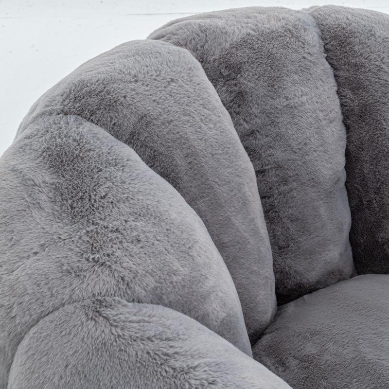 Eyisean 45" Fluffy Bean Bag Chair for Adults with Floral-Shaped Backrest, Comfy Soft Cloud Reading Chair with Faux Fur & Foam, Lazy Lounge Single Sofa for Bedroom, Living Room, Apartment