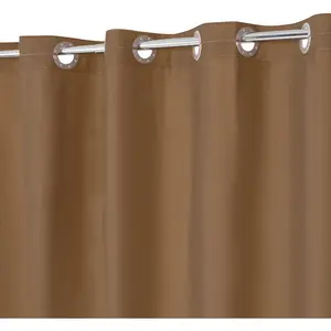 No Hook PEVA Shower Curtain or Liner - 8G Heavy Duty Brown Bathroom Shower Curtain No Hooks Required,  Plastic & PVC Free, Standard Size 71 x 74, Brown