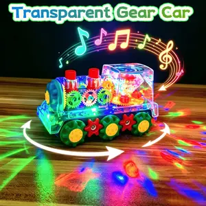Glowing Transparent Gear Train Toy, Collision Activated Sound & Light, 360° Rotation, Music, ABS Transparent Shell, LED Lighting, Automatic Collision Sensing, Rotational Motion, Educational Sensory Toy For Boys And Girls