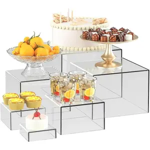 6 count Clear  Boxes for Display as Buffet Risers and Stands,  Display Risers for Party, Buffet Table,  Stands for Display Party (Small, 6 count, Clear)