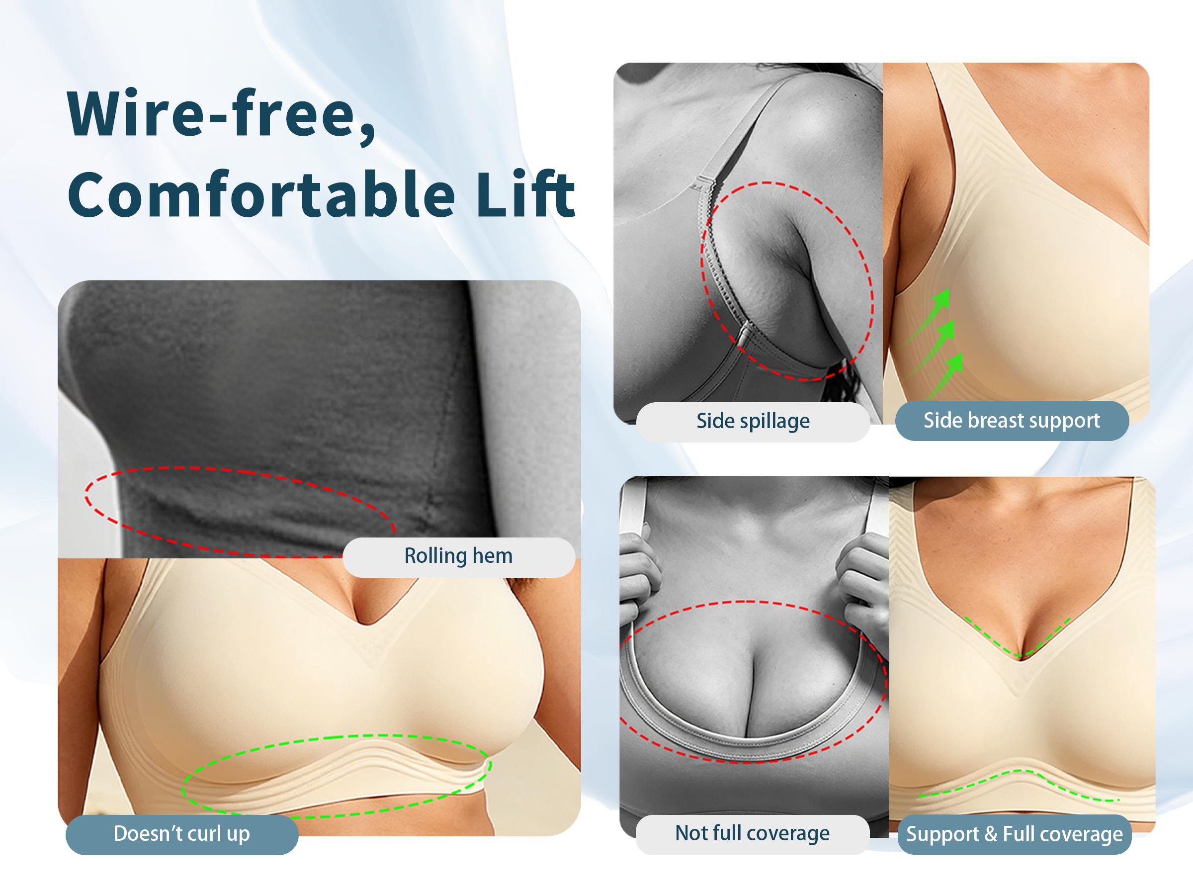SOFT INTENTION Summer Airly Lightlined Fix-Cup Jelly Bra – Breathable Seamless Wireless Full Coverage, Plus Size Friendly Jelly Bra