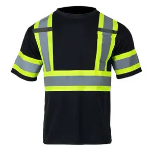 Safety Shirt with Reflective Tape, Contrasting Safety Green, Radio Tabs for Pen & Radio Clipping, 100 Percent Polyester, Durable & Vibrant