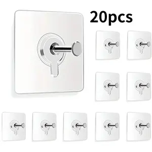 Buy 10 Get 10 Wall Hooks, 20-Piece Plastic Hook Set, Self-Adhesive Design, Max Load 5.9kg, Ideal for Home Office Organization