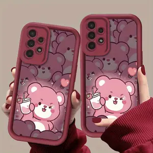 Luminous Cute Milk Bear Pattern Phone Case, TPU Shockproof Full Protective Shell, applicable to Samsung S21/22/23/24/25/Note20 Plus Ultra Fe A13/14/15/16/17/33/34/35/36/52/53/54, it Is an Ideal Gift for Friends and Family, T6