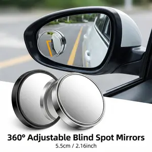 2Pcs HD Blind Spot Mirrors, 360° Adjustable Round Convex Glass Side Mirrors for Car SUV Safe Driving