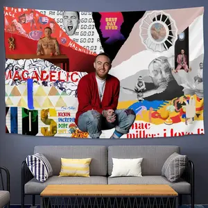 Mac Miller Swimming Album Polyester Wall Tapestry - Hip Hop Music Aesthetic Backdrop, Photo Print Wall Decor for Bedroom, Living Room Table Hanging Cloth Art Banner