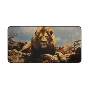 Eyes of the Savannah Rule your setup with this regal lion desk mat non-slip rubber base rectangle large game mouse pad, glorious mousepad