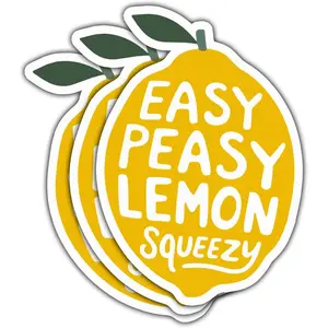 COMBO 3 PCS Easy Peasy Lemon Squeezy Sticker, Lemons Squeeze Stickers for Cups - Vinyl Sticker 3 Inches for Water Bottles Laptop Phone Car Ski Helmet