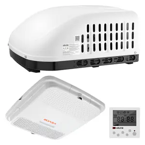 VEVOR RV Air Conditioner, 15000 BTU RV AC Unit, 120V Non-Ducted Rooftop Air Conditioner with Cooling and Heating, Four-Way Airflow, PTC Heating Module, Easy Install Quiet AC with Control Panel, White