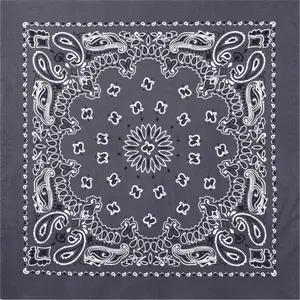 Grey - Jumbo Trainmen Paisley Bandana, 100% Cotton, 27" x 27"