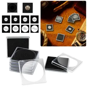 20 Coin Capsules + 8 Sizes EVA Foam , Clear Thick Plastic Coin Holders Fit American Silver Eagle, Bullion & Challenge Coins, Easy Open Crescent Design Coin Collector Case