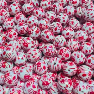 H1-Halloween Spirit Colors 16mm Beads 20pk for Jewelry Making Customizable Designs Unique Patterns Durable Acrylic Beads for Pen Keychain Projects