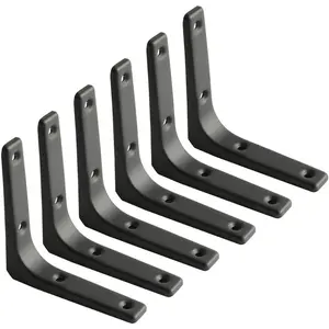 Black Shelf Bracket, 4 x 4 Inch Heavy Duty Iron Bracket Hanging Angle Brackets Shelf Support, 6 count Decor Wall