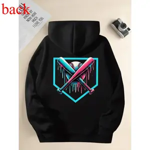 Men's Drip Baseball Bat Print Hoodie Long Sleeve Hooded Streetwear Graphic Hoodies for Men Casual Fashion Trendy Outfit Menswear Sweatshirts