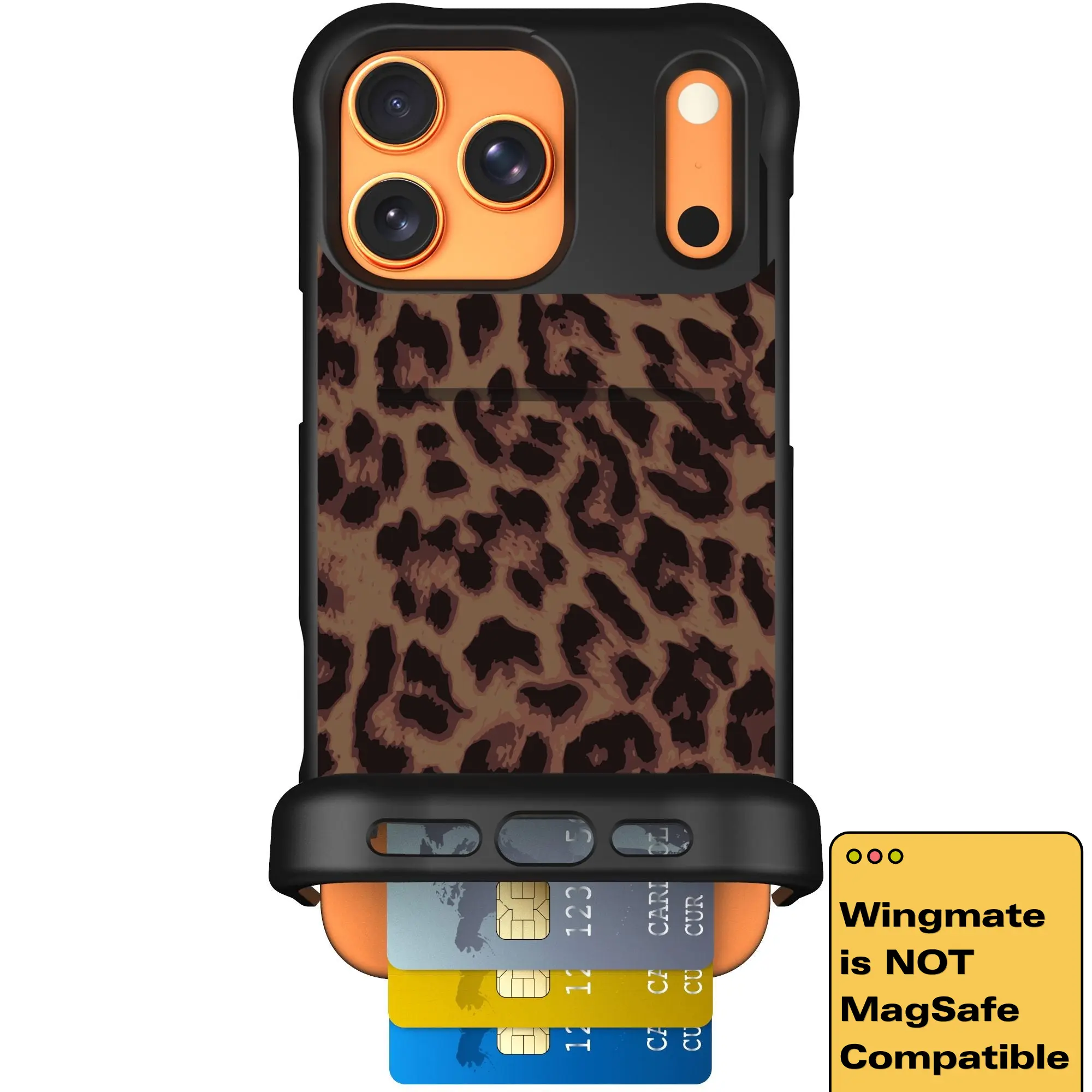 Scooch Wingmate Hidden Wallet Case - Luxe Leopard (Not MagSafe Compatible)