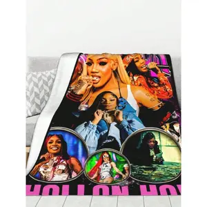 Glorilla Concert Fan T Shirt Flannel Blanket For Couch - Super Soft Cozy Fleece Thick Warm Blanket For Winter, Plush Beige Throw Gift For Women, 50x60 Inches