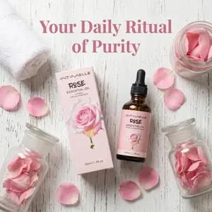 Pure Organic Rose Essential Oil for Face & Body, Fast Absorbing Facial Oil, Deep Hydration, Non-Greasy Glow Serum, Vegan, Sensitive Skin Friendly