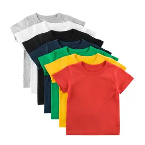 7 Pack Toddler Boys Solid Short-Sleeve Tee Shirts 100% Cotton Crew Neck T-Shirt for Boys Girls Size 2-7T