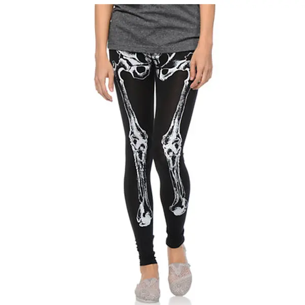 Skeleton Bone Leggings in Bone (White)