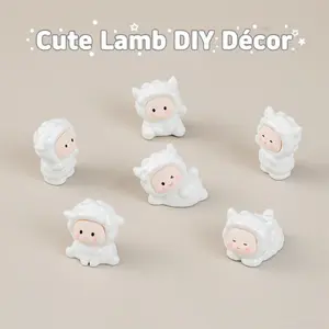 3-piece random cute realistic miniature resin sheep, DIY car ornament, homemade sheep doll pendant, Cute Collectible Figurines