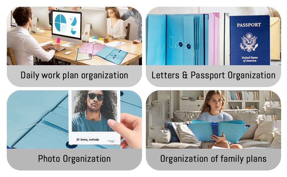 Document Organizer Binder, 10-Pocket Acid-Free File Folder, with Guided Labels for Home Records Legal Papers and Medical Documents