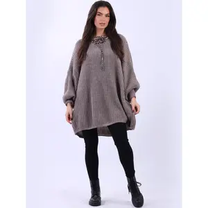 Oversized Drawstring V-Neck Baggy Knitted Sweater