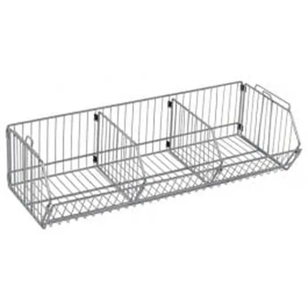 36 in. Adjustable Rectangular Chrome Finish Metal Mesh Wire Shelf Organizer Basket - Single Unit, Easy Product Visibility, Ideal for Inventory Management, Stacking