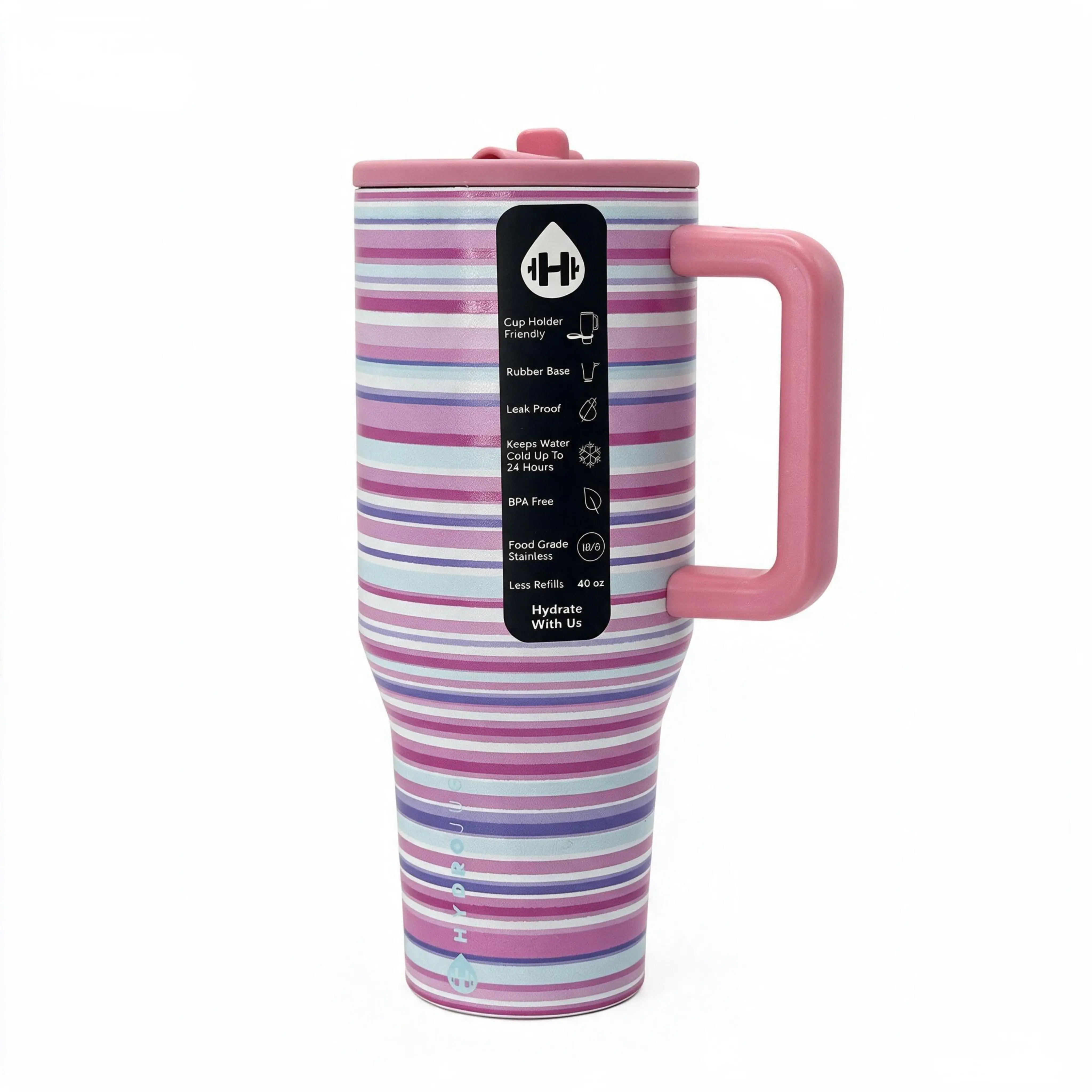 40oz Large Rainbow Print Insulated Water Bottle - Food-Grade 18/8 Stainless Steel, BPA-Free, Rubber Base, Wide Mouth, Leak-Proof Tall Flask, Cold-Retaining, Cute Gift for Partners, Kitchenware Drinkware for Everyday Use