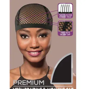 Ms. Remi Premium Mesh Braiding & Weaving Cap Black with Two Clips for Strong Hold and Two Nets in One Cap