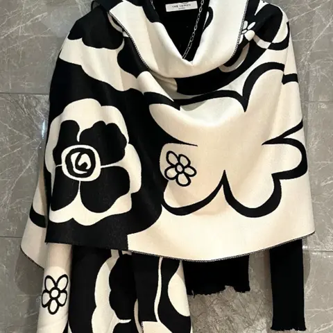 Floral Print Tasseled Shawl, Soft Warm Long Scarf for Women & Men, Fashion Wrap Scarf for Daily Wear, Casual Fashionable Scarf