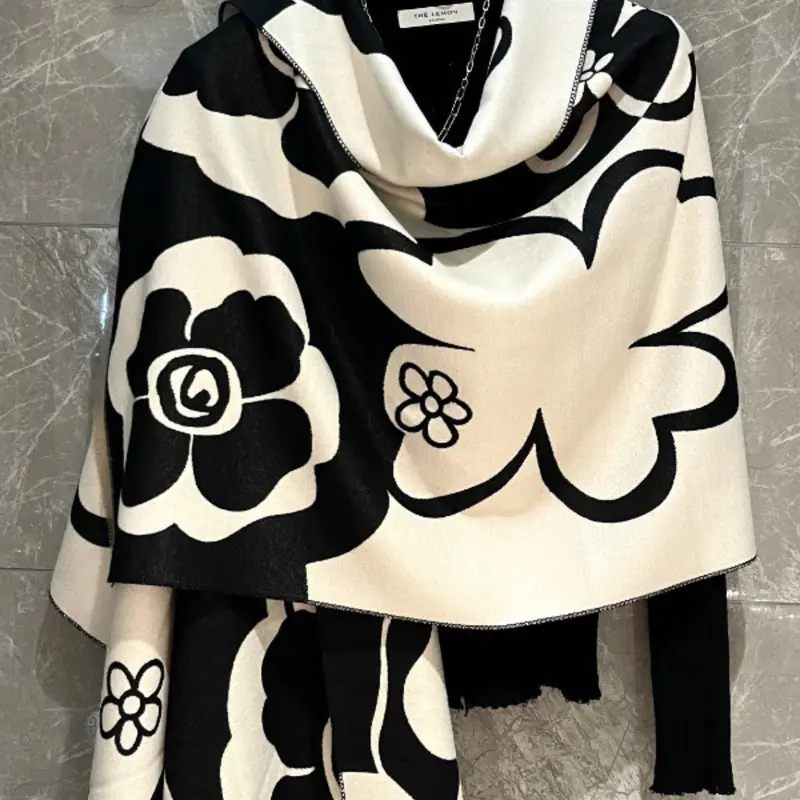 Floral Print Tasseled Shawl, Soft Warm Long Scarf for Women & Men, Fashion Wrap Scarf for Daily Wear, Casual Fashionable Scarf