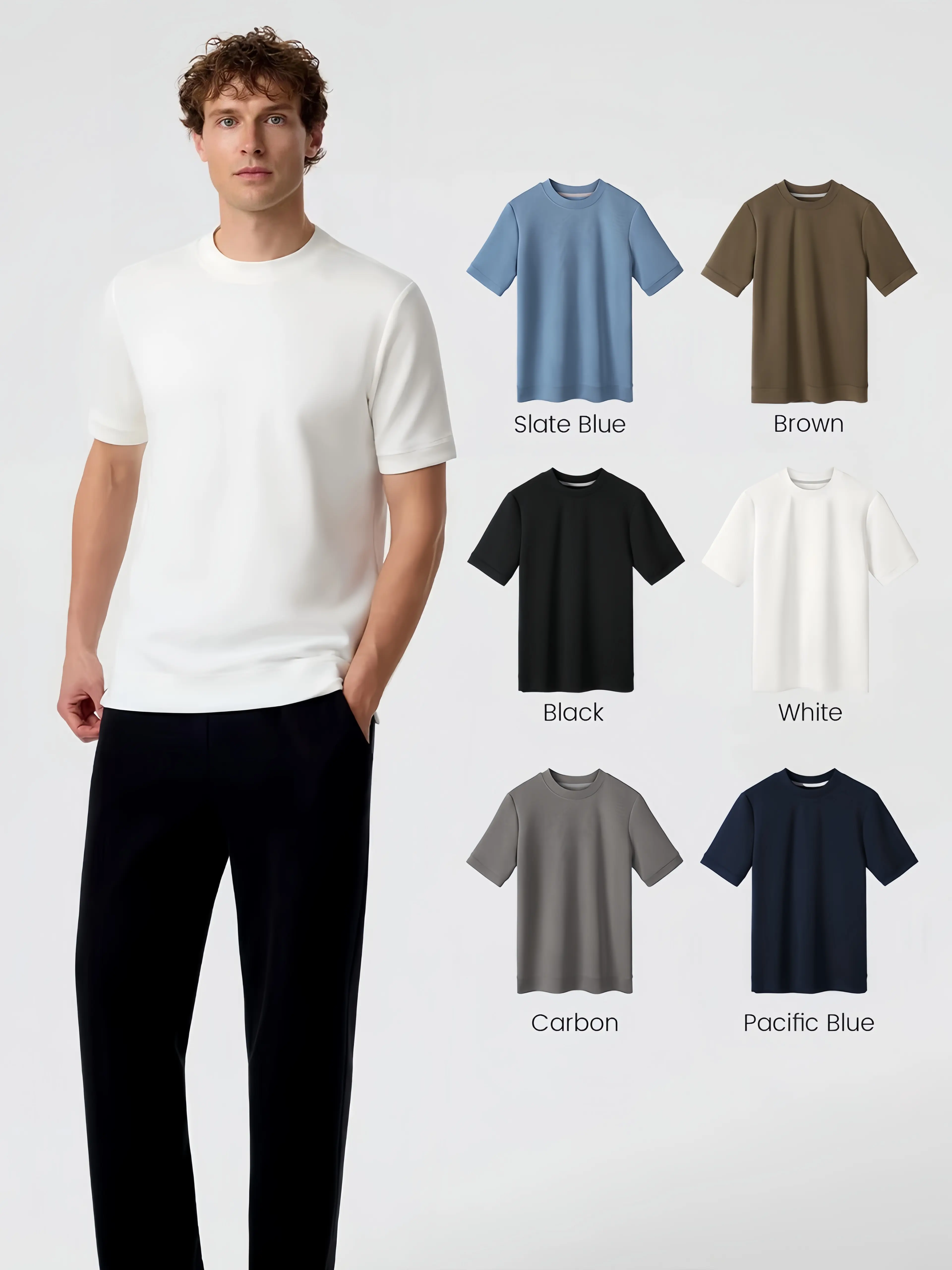 Fioboc Men's Crewneck Modal Short Sleeve Tee, Essential Top Classic Fit Casual Shirt