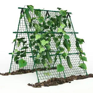 4 ft x 4 ft Garden Trellis for Cucumber, Climbing Plant Support with Netting for Vegetables Tomato Pea Bean Vine, Green