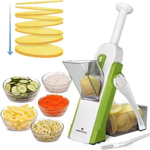 ONCE for ALL Safe Mandoline Slicer, Vegetable Chopper - Safe, Adjustable Thickness, Easy Cleaning, Quick Family Meal Preparation ONCE FOR ALL
