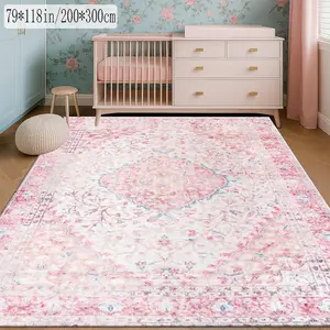 Velvet + Pointed Base]1PC Pink Girlish Bedroom Floor Mat, Modern Minimalist Style Fashion Carpet for Indoor/Outdoor Decoration, Machine-Washable Rectangular Floor Mat Suitable for Home, Office, Bedroom, Hotel Entrance Mats