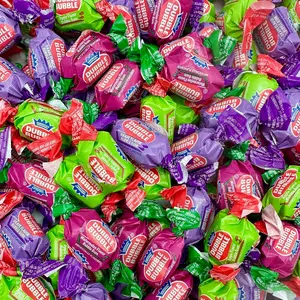 Dubble Bubble Assorted Fruit Flavor Gum - 1 Pound Bulk Bag of 3 Flavor Individually Wrapped Bubble Gum - Grape, Watermelon, Apple - Chewing Bubble Gum (Approx. 70 Pieces)
