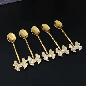 Set of 6 Elegant Metal Coffee Spoons, Floral Pattern Dessert Fruit Spoons, BPA Free, Perfect for Holiday Festivals Tableware, Dinnerware Sets
