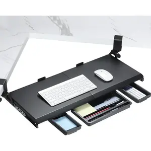 ETHU Adjustable Keyboard Tray for L-Shaped Desk – Ergonomic Under Desk Clamp-On Tray with 180° Swivel, Easy Install (26.77"x12.2")