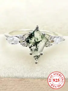 S925 Sterling Silver Ring with Marquise & Cubic Zirconia Decor, 2024 New Style Elegant Wedding Engagement Ring, Fashion Jewelry Accessories for Women, Cubic Zirconia Rings, Marquise Cut Ring