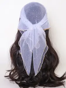 French Vintage Sparkling Mesh Hair Accessory, Luxurious Gold Trimmed Headband, Bride Maid of Honor Style, Elegant Photo Prop, Bridesmaid