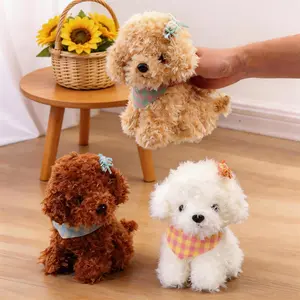 9in Candy Dog Plush with Triangle Bandana Sweet Squeeze Pastel Cute Carnival Wedding Ready Stuffed Animal for Kids Adults Girly Gifts Birthday