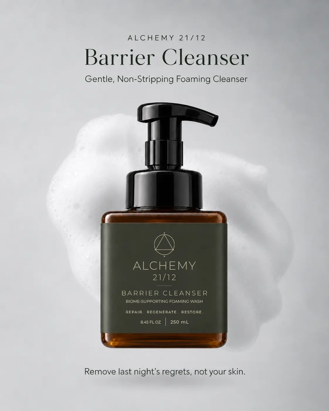 Alchemy 2112 Barrier Cleanser - Gentle, Non-Stripping, Moisturizing Foaming Daily Facial Cleanser for Sensitive Skin with Colloidal Oat, Beta Glucan, Panthenol, 8.45 fl oz