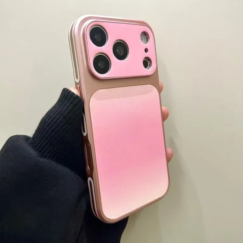 Simple gradient back panel suitable for IP17promax with precise hole positioning, electroplated frame anti-drop phone case for IP16/15promax female