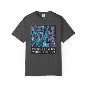Men's Original Oversized Cotton Retro VR Futuristic Graphic Tee, Sci-Fi Festival Vibe Streetwear Unisex Comfort Colors T-Shirt, VR Aesthetic Gift