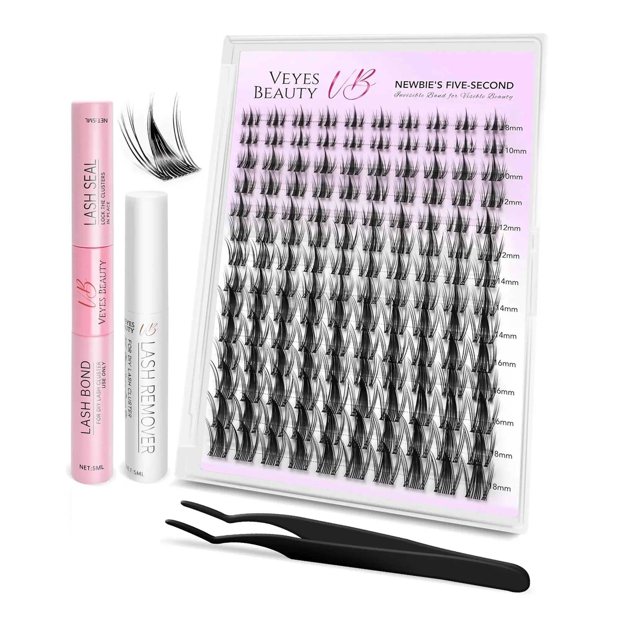 VEYESBEAUTY Manga Lashes Invisible Dramatic Volume Cluster Lashes Individual Lash Extensions Layered Fluffy Eyelashes Lash DIY Makeup- Salon Daily