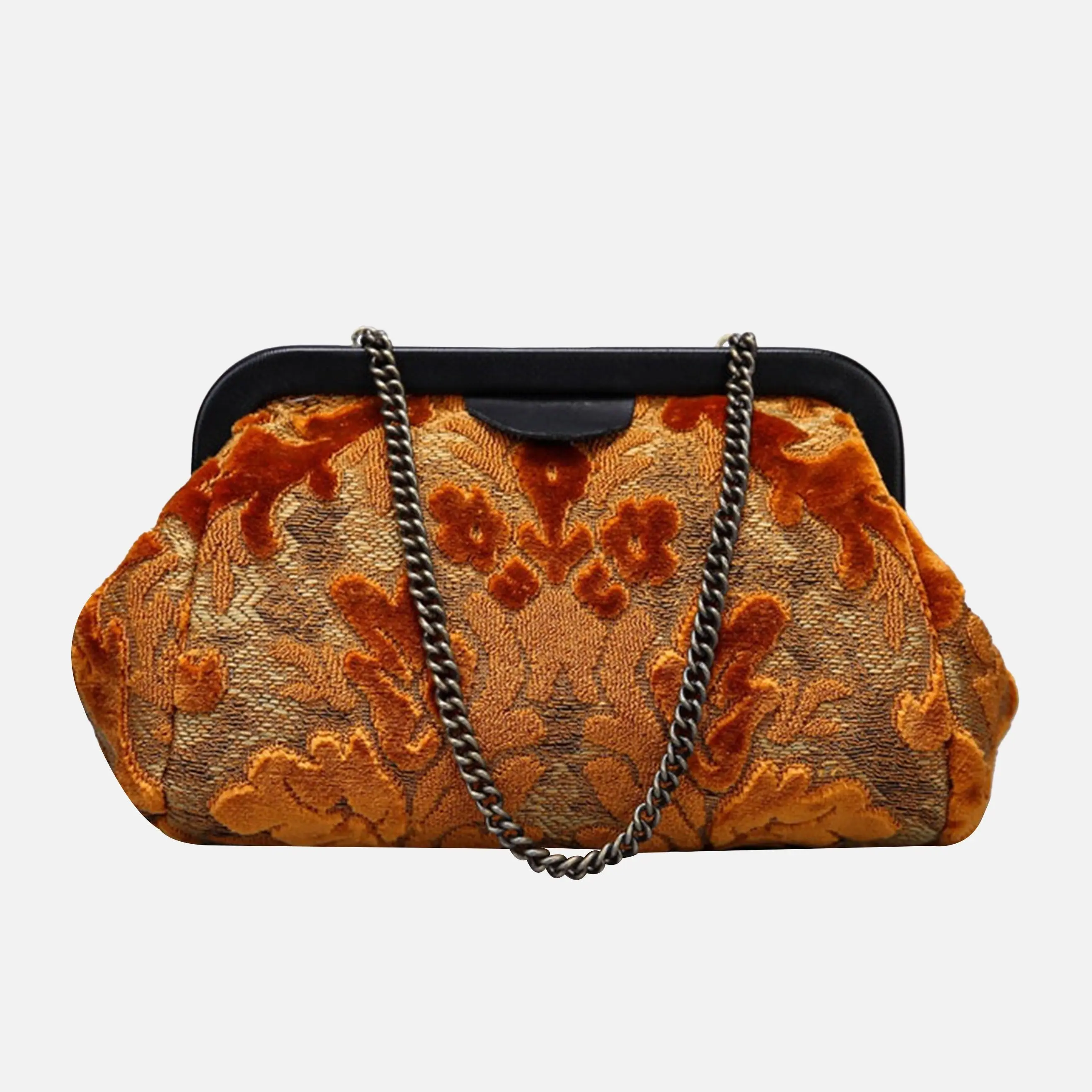 Burnout Velvet Orange Evening Bag Clutch